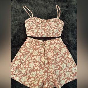Showpo. Two-Piece Coral Floral Shorts Set